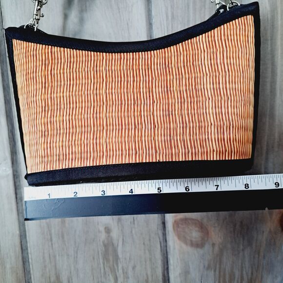 Bamboo Weave Purse Handbag Satin Trim Vacation Resort Travel Boho Beach Date - Picture 10 of 16